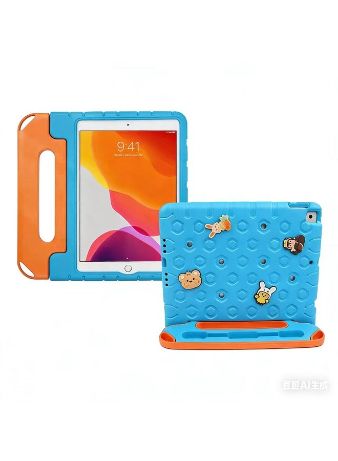غطاء حماية الطفل لجهاز iPad A16 من الجيل الحادي عشر (2025) / iPad من الجيل العاشر (2022)، مع خزان Apple Pencil، غطاء حماية iPad 11/10، خفيف ومقاوم للصدمات، مع قوس ومقبض قابل للتحويل، للأطفال - الأزرق - Image 1
